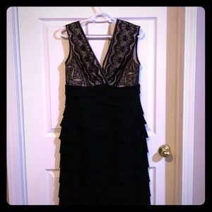 Black lace and tan formal dress